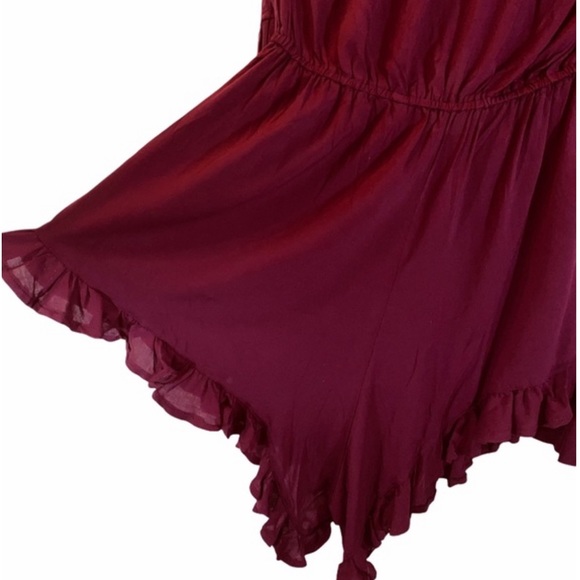 Radio Fiji Burgundy BOHO Off Shoulder Sokally Romper - Picture 9 of 13